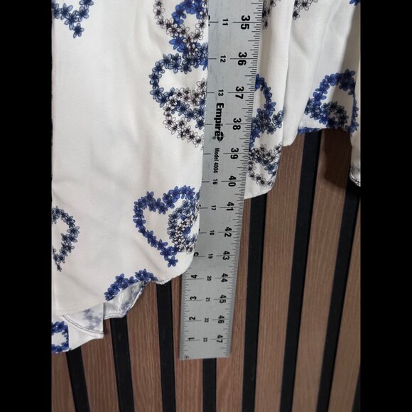 Sandro Dress 40 / US Large Womens White Button Smocked Elastic Waist Heart Art - Picture 6 of 10